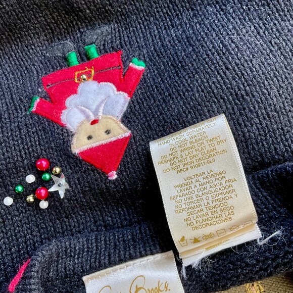 Bobbie Brooks Vest Sweater Christmas Vintage Black Multi (L) - Picture 6 of 7